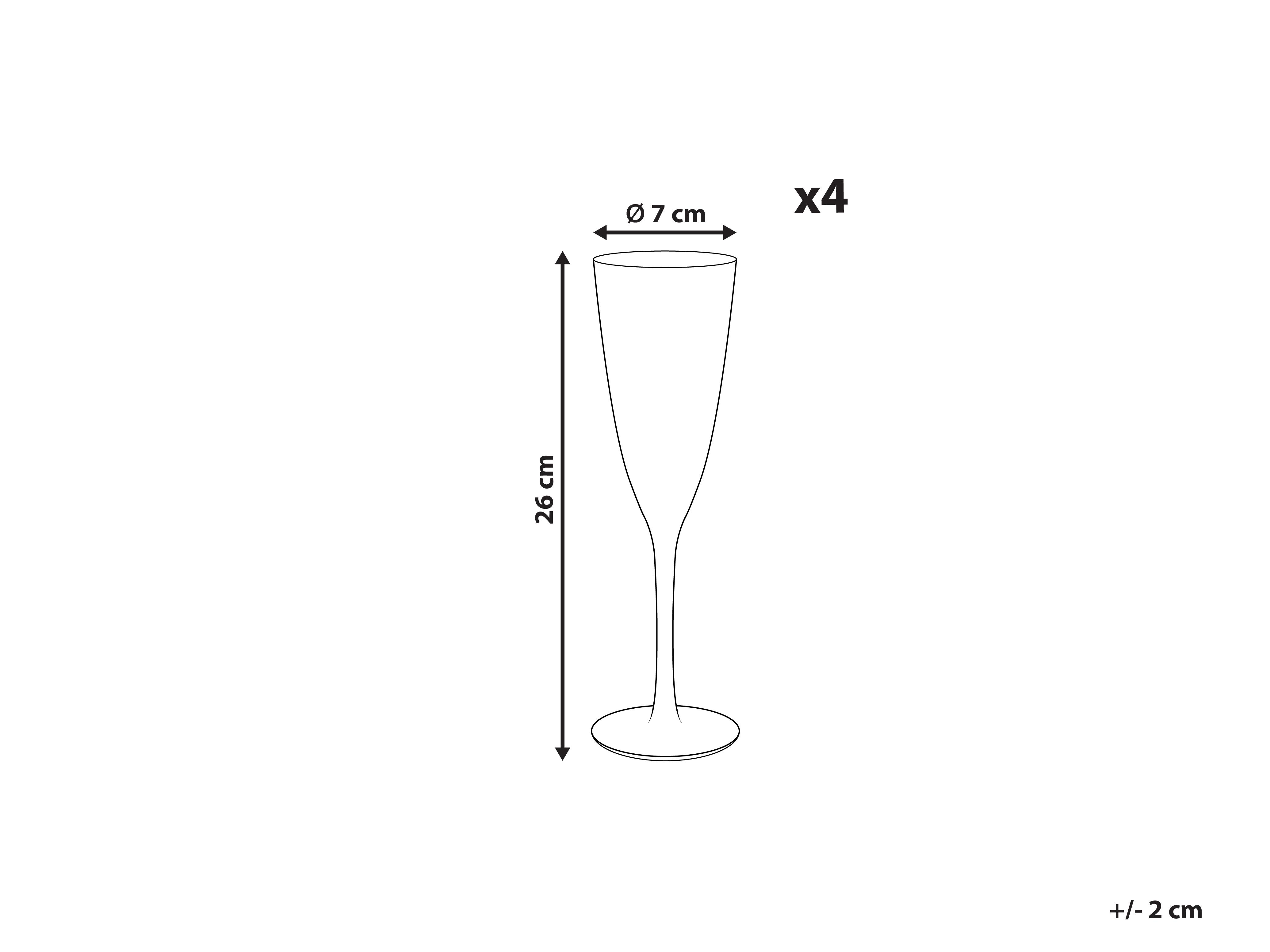 Set van 4 champagneglazen TOPAZ 250 ml Transparant