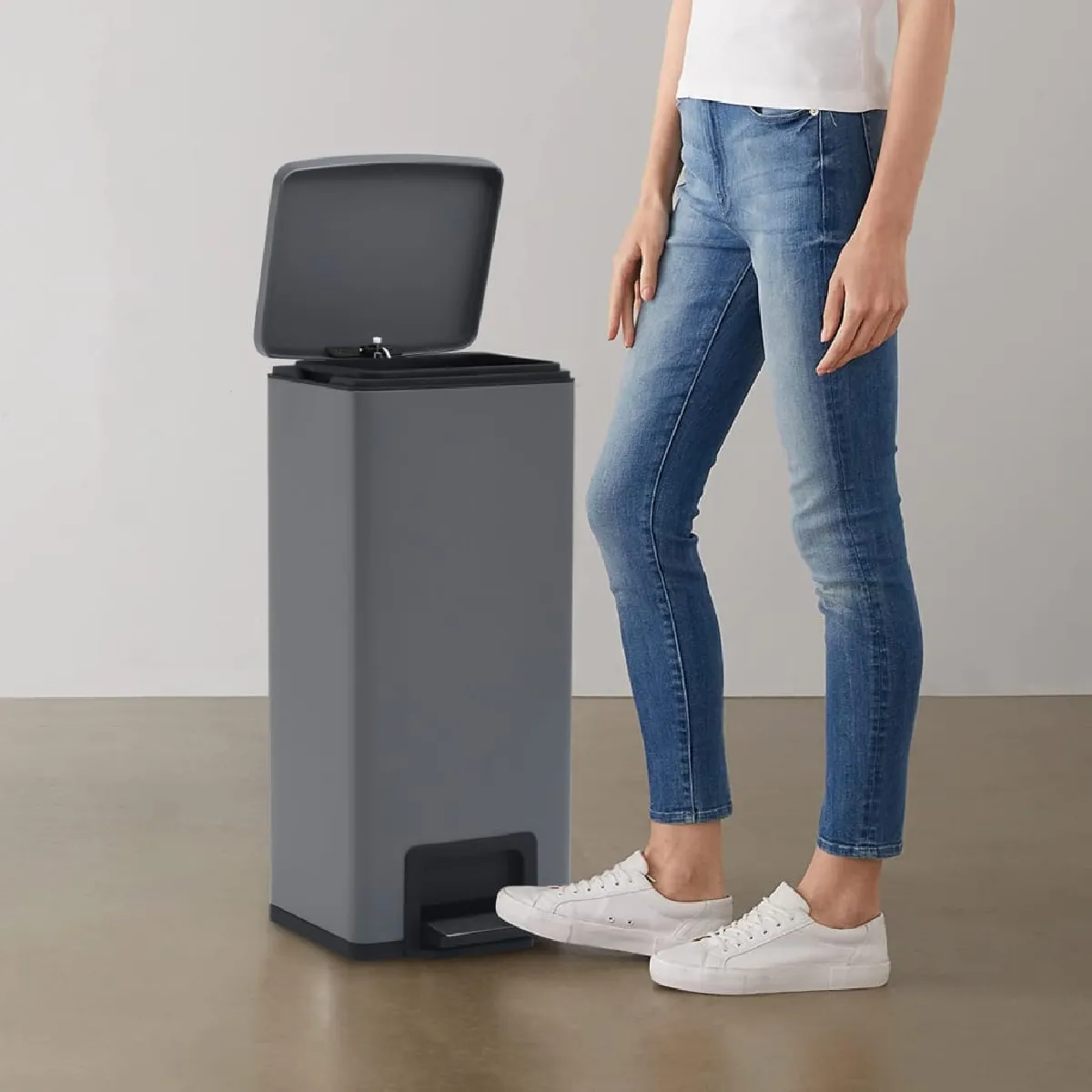 vidaXL Poubelle à pédale 30L Gris Inox