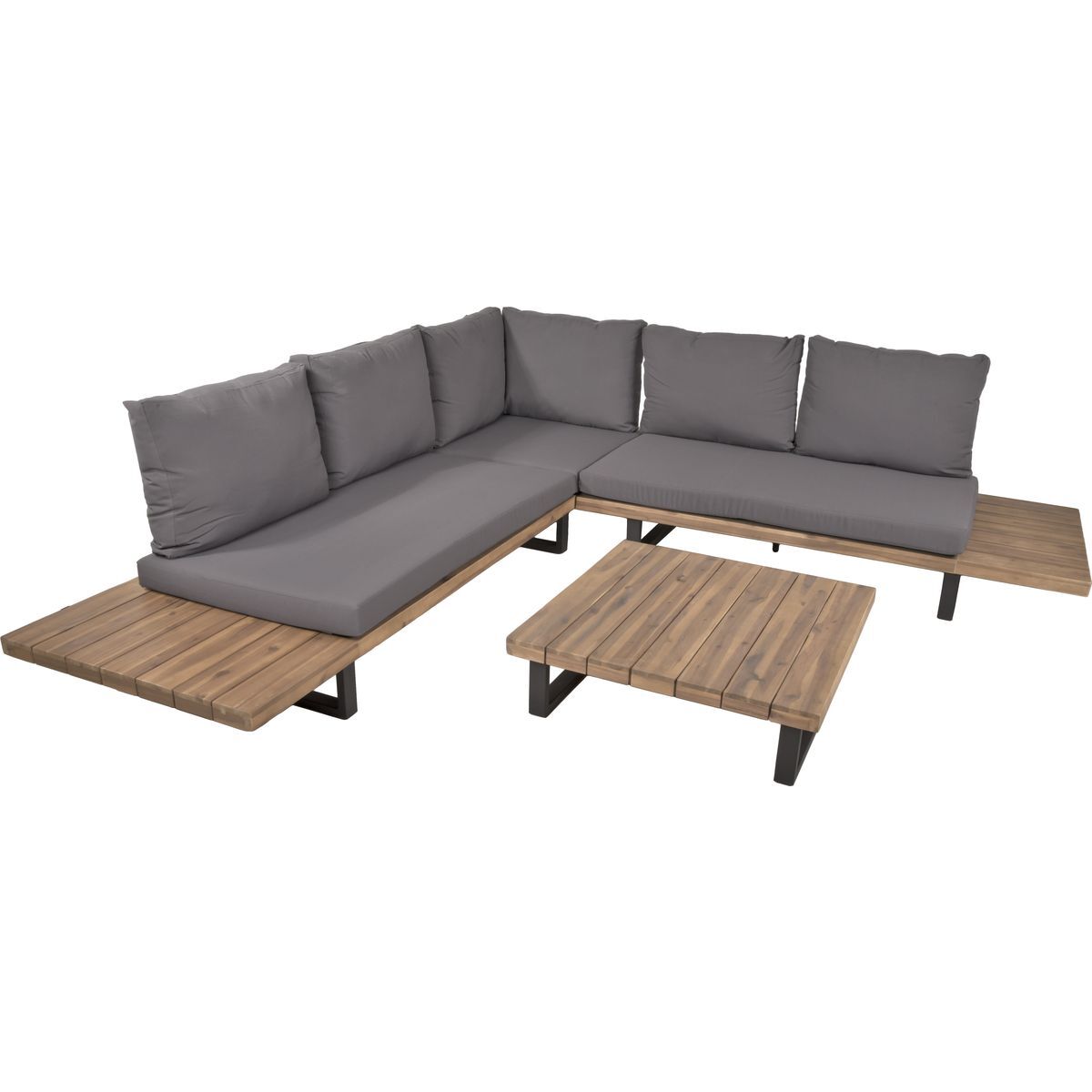 4-teilige Lounge-Gruppe ACAPULCO - grau-teak - Akazie massiv