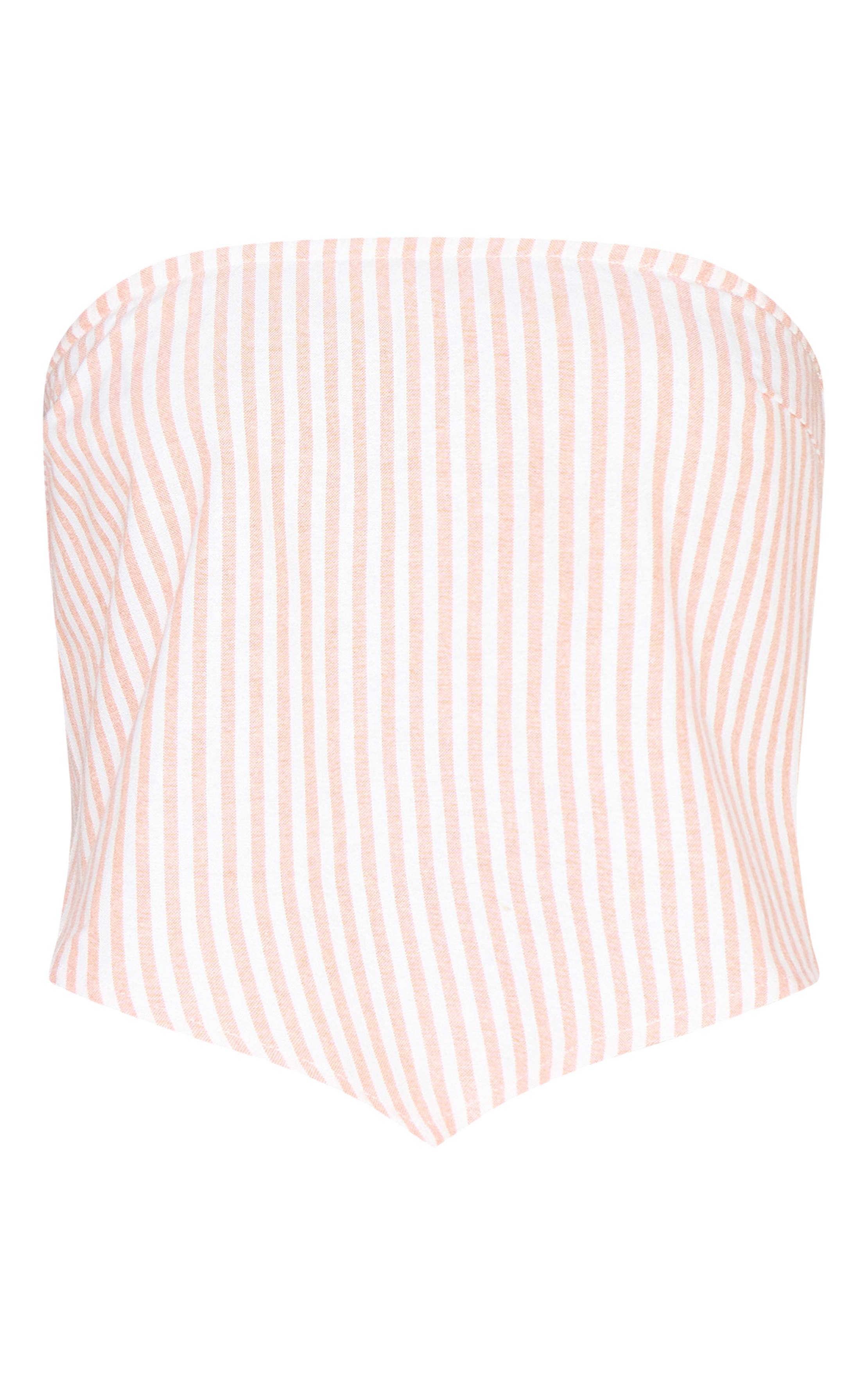 Orange Ensemble Haut Bandeau À Rayures Fines Avec Ourlet Asymétrique