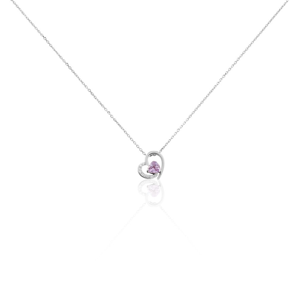 Collier Eliana Or Blanc Amethyste Et Oxyde De Zirconium