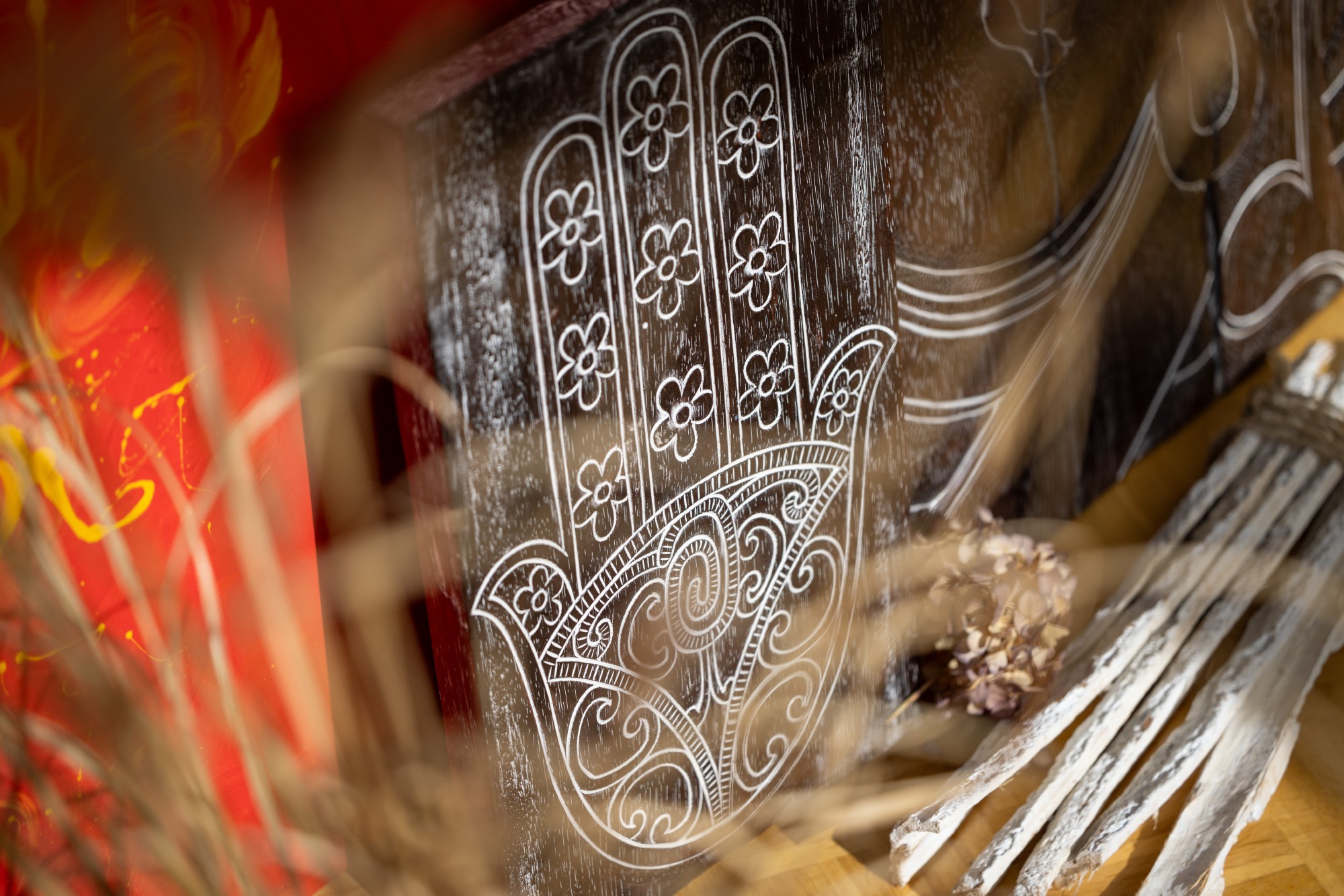 Wandbild 'Hand der Fatima', aus Massivholz, H 49 cm, B 30 cm, L 3 cm von fischer's lagerhaus
