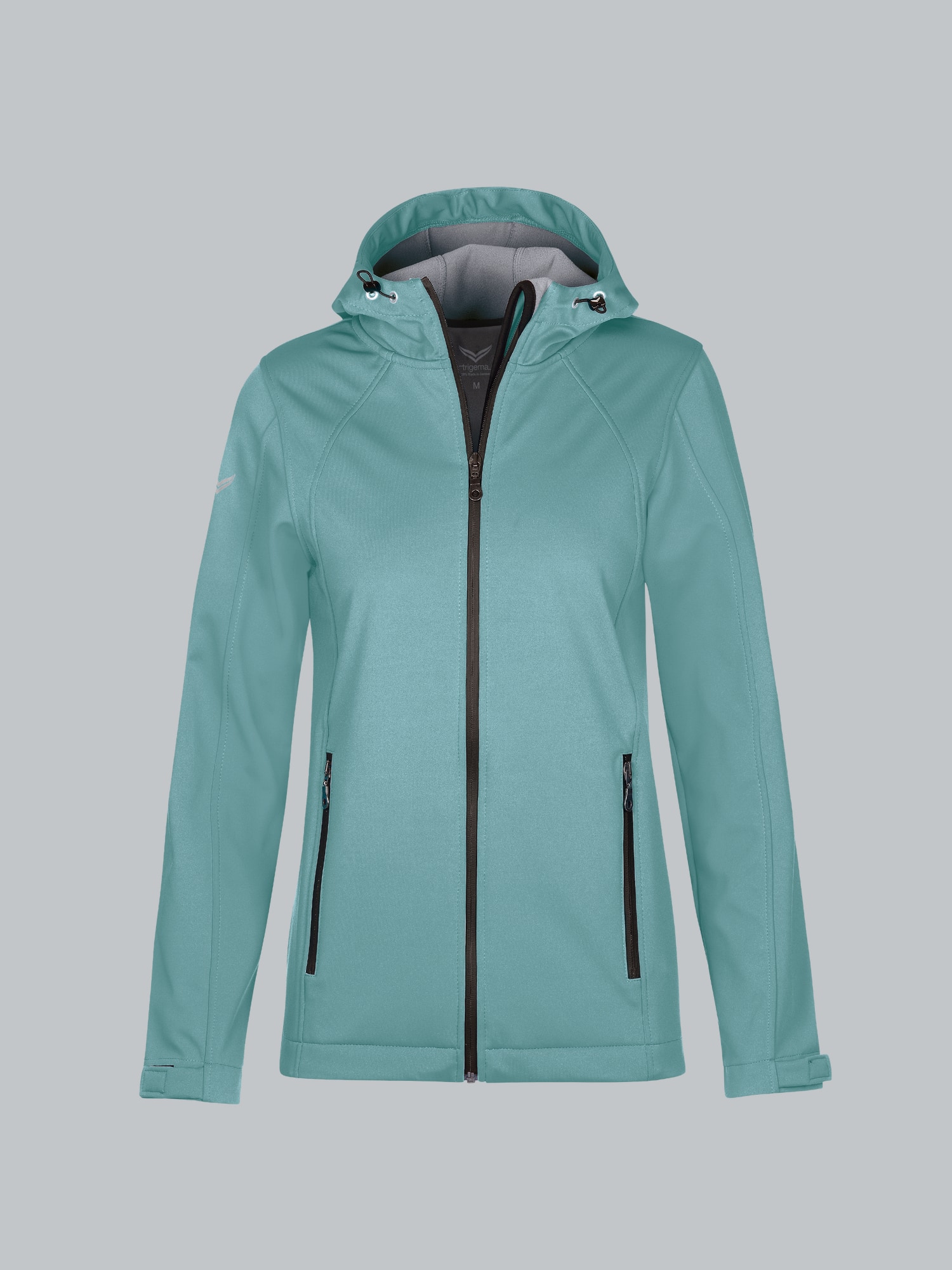 Taillierte Softshell–Kapuzenjacke Seegras