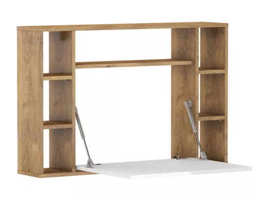 Bureau suspendu MUSE chêne bordeaux / blanc brillant