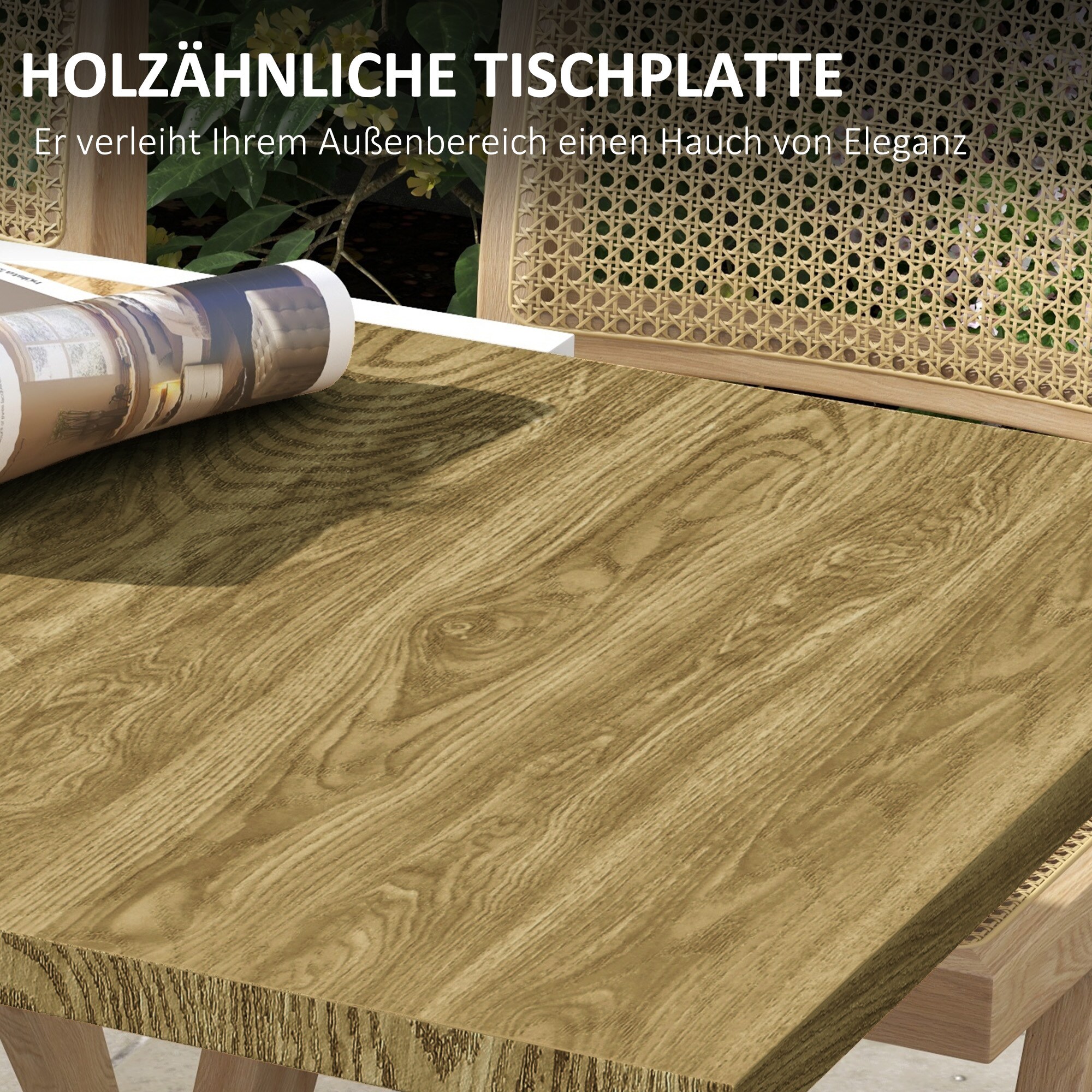 Outsunny Gartentisch mit ausziehbarer Tischplatte natur 160L x 80B x 75H cm