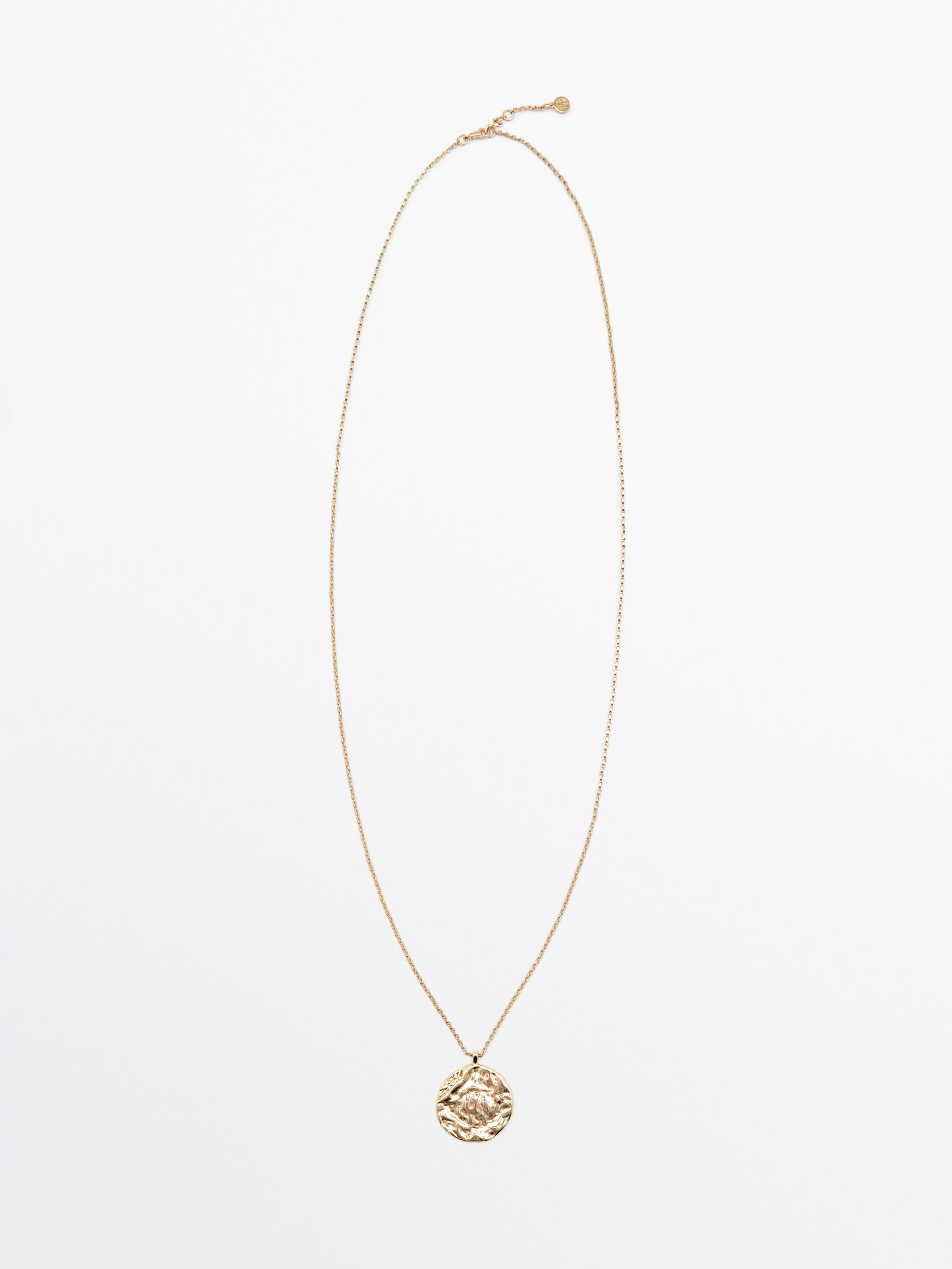 Colar comprido com textura de moeda dourada - DOURADO