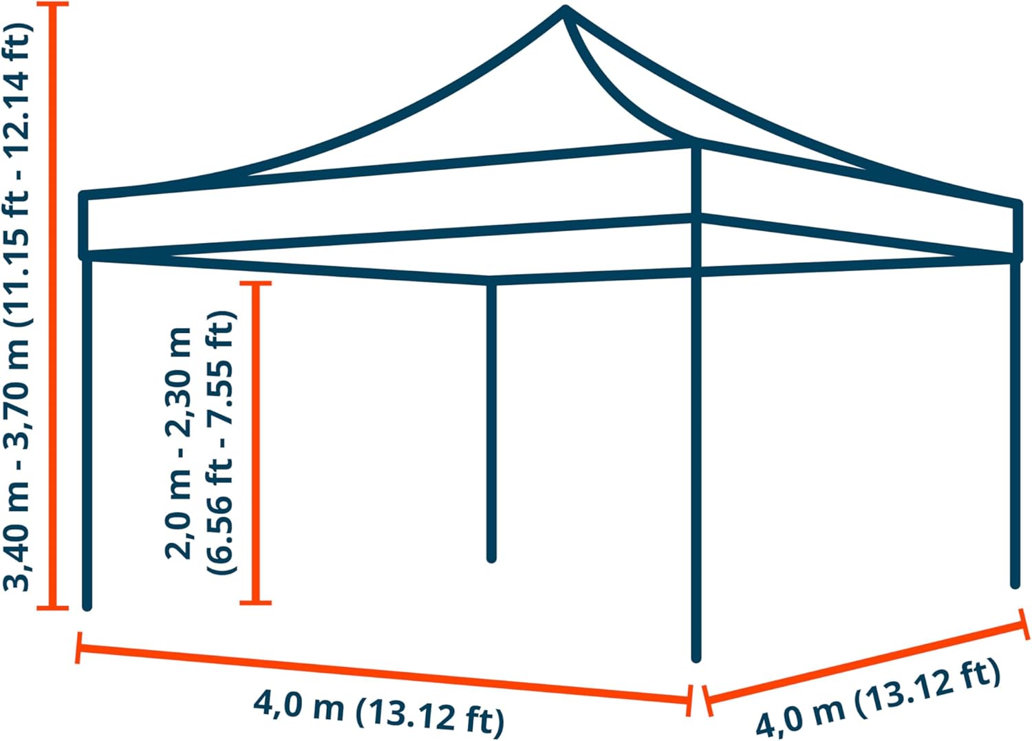 TOOLPORT Faltzelt Partyzelt 4x4m - ohne Seitenteile Premium Dach Faltpavillon Pavillon Creme