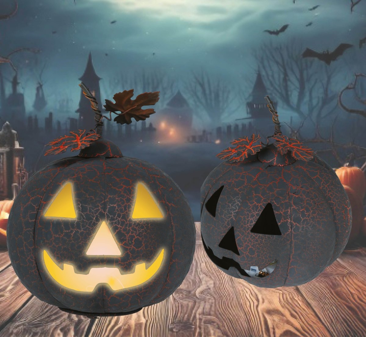 Halloween Decoratie Metalen Pompoen Met Licht 20cm