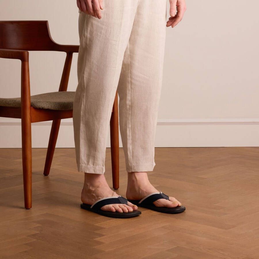 Manfield Heren Donkerblauwe canvas slippers