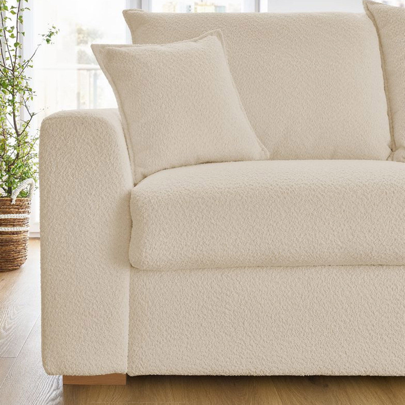 Bobochic Canapé convertible express augustin bouclette beige  - 205x96x97 cm
