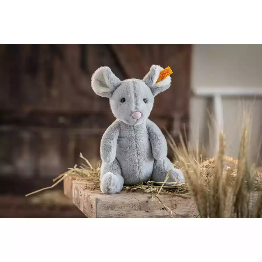 Steiff Soft Cuddly Friends Cheesy Maus blaugrau sitzend, 19 cm