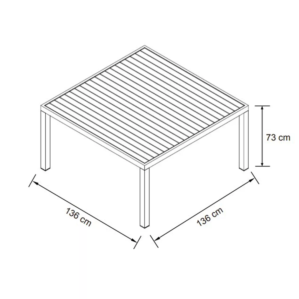 Table de jardin carrée aluminium 8 places (136 x 136 cm) Murano Bleu pétrole