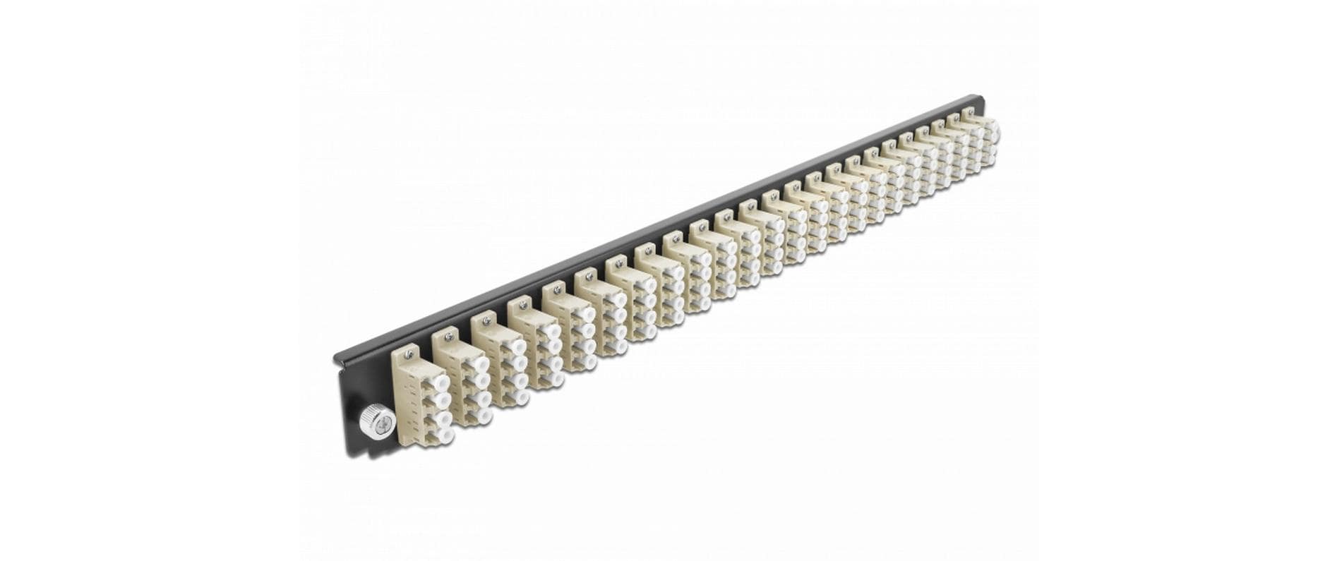 Verteilerplatte Frontblende 24 Port LC Quad OM2 MM beigeDelock 19″ Spleissbox Frontblende 24 Port LC Quad OM2 Multimode beige