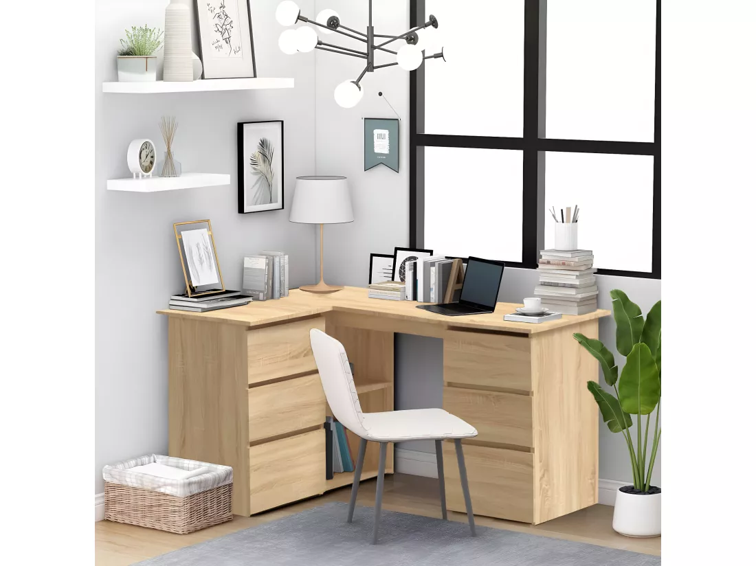 Bureau d'angle Chêne sonoma 145x100x76 cm Aggloméré