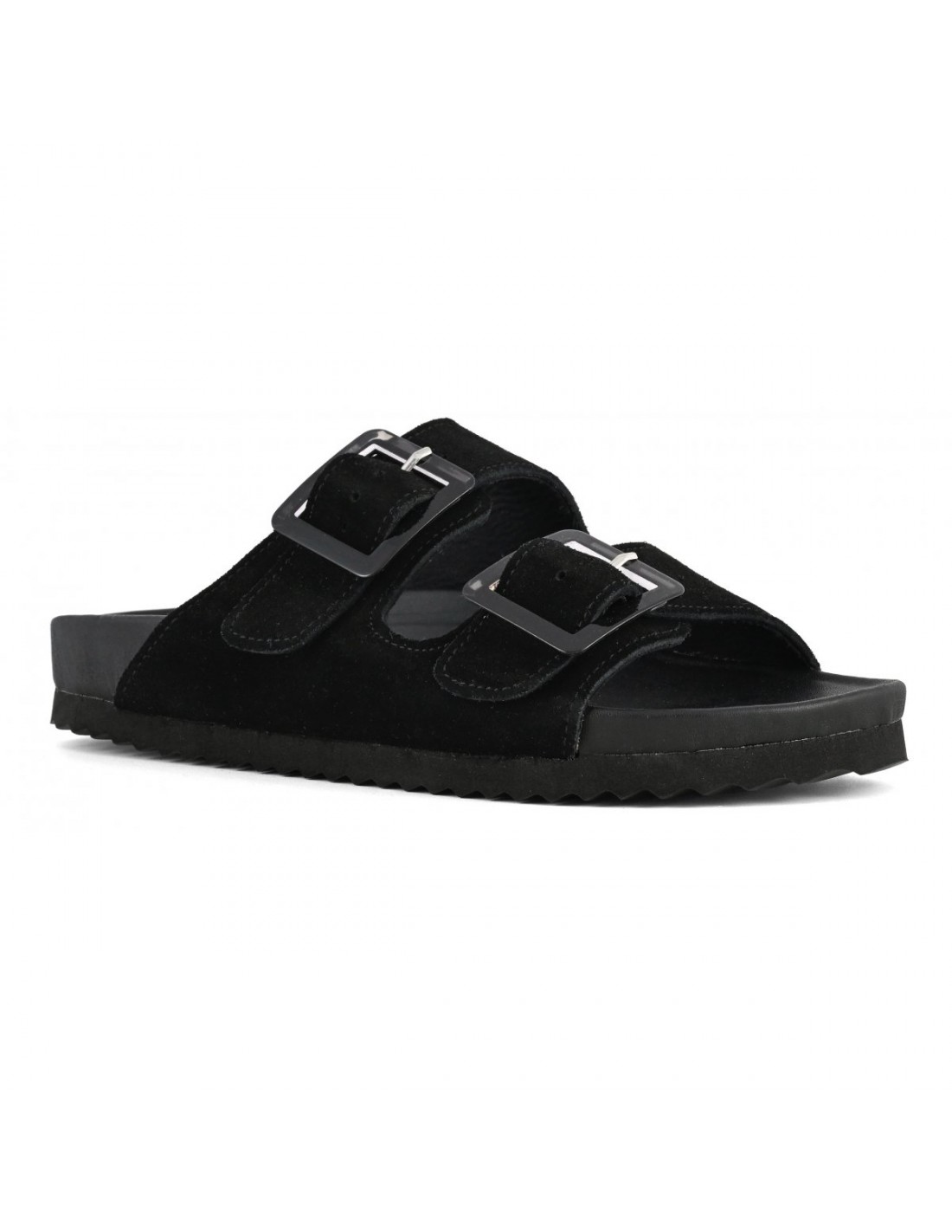 colors of california Mules Femme Bio Daim Noir 2 buckles