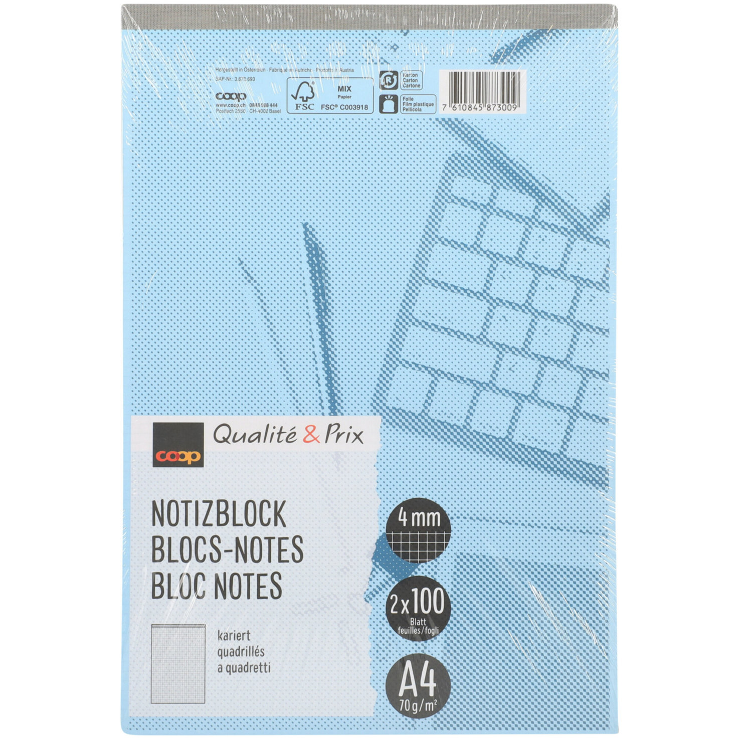 Qualité & Prix Notizblock A4 kariert 2 Stück