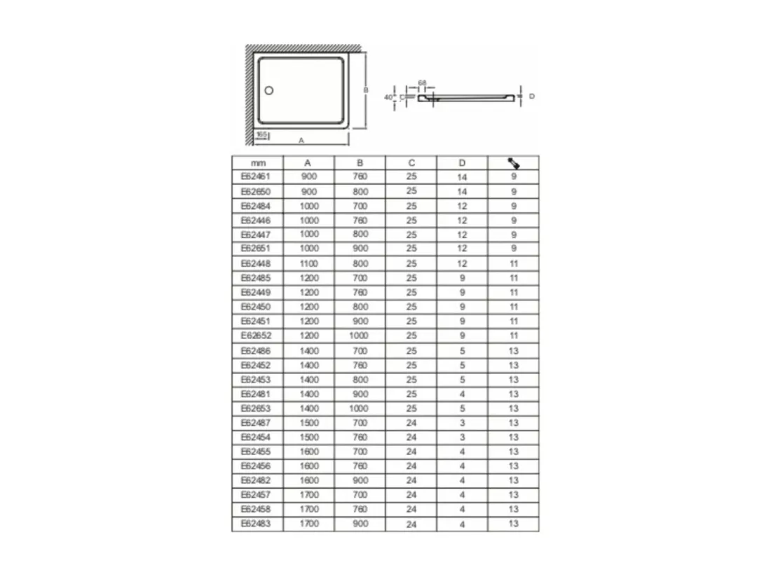 Receveur de douche JACOB DELAFON Flight rectangle extra plat antidérapant 140 x 90 cm