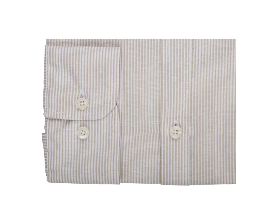 Chemise seersucker à rayures fines beiges et blanches - COLBERT