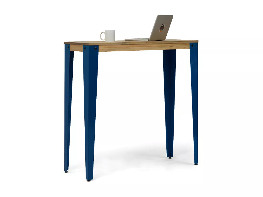 Table Mange debout Lunds 40x140x110cm Bleu-Vieilli. Box Furniture