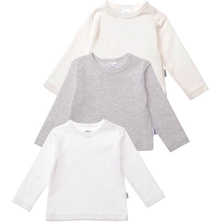 Liliput Langarmshirts im 3er Set weiss ecru grau-melange