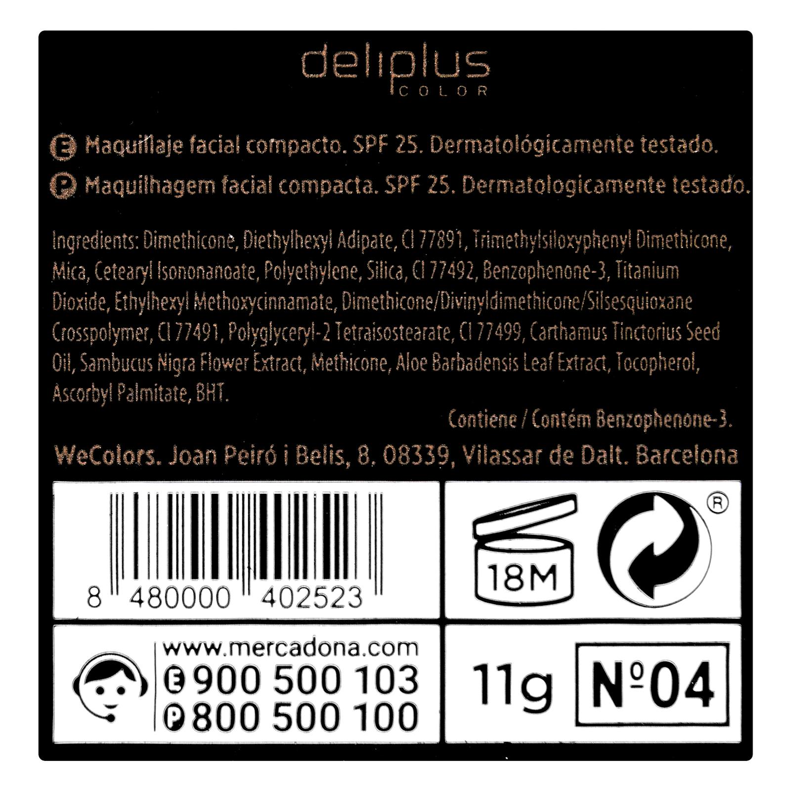 Fond de teint compact Deliplus 04 Beige foncé