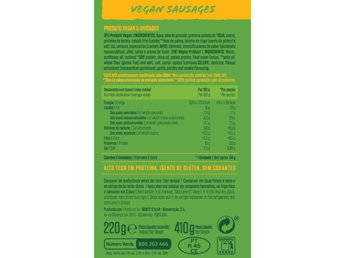 SALSICHAS IZIDORO VEGAN 5UN 410(220)G