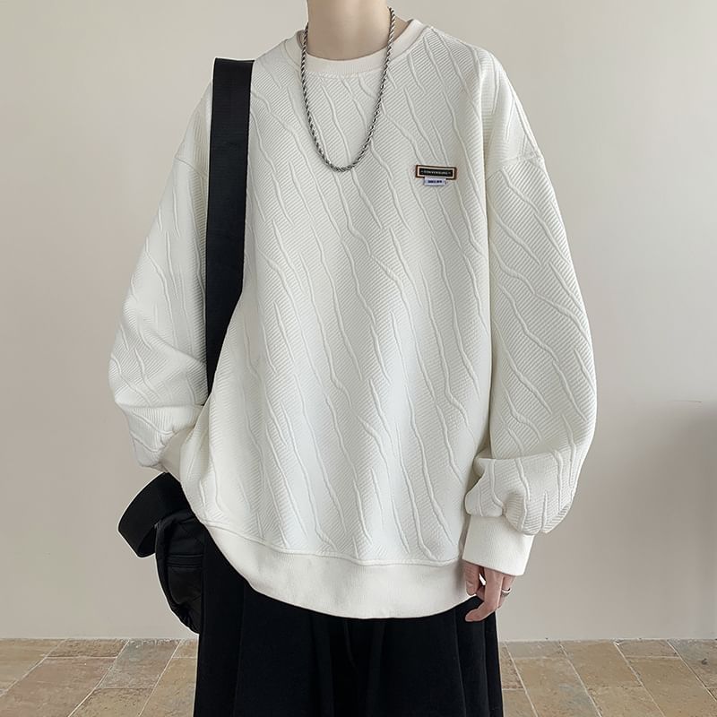 Lingaris - Oversized sweatshirt met ronde hals en effen applicatie
