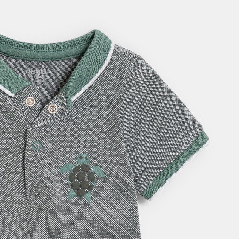 Combinaison courte maille piquée vert garçon Vert