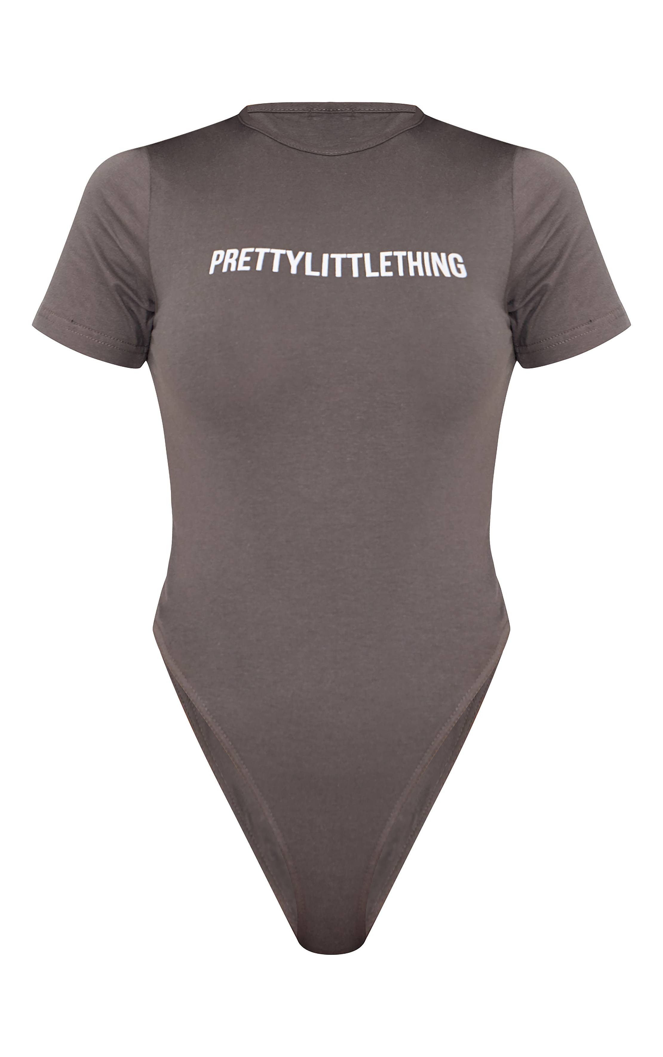 Charbon Body À Manches Courtes Avec Logo Prettylittlething