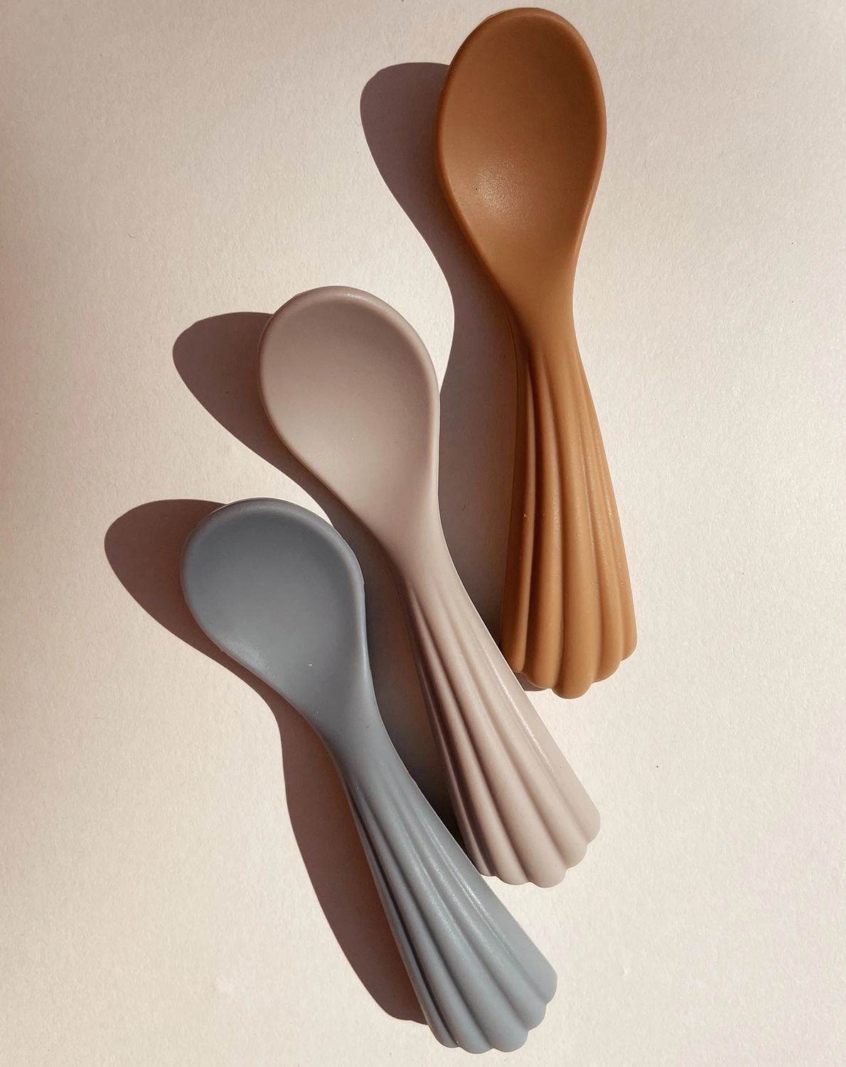Silikon-Löffel SHELL 3er-Set in warm grey