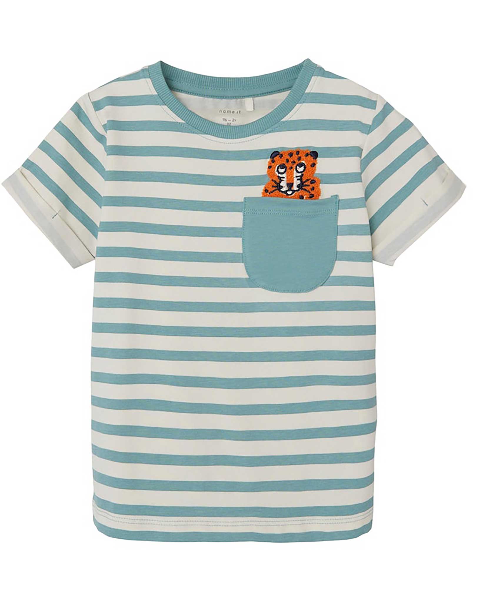 T-Shirt NMMDOW TIGER STRIPES in mineral blue
