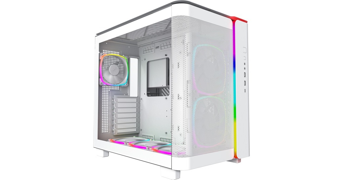 MontechKING 95 PRO midi tower behuizing  (Wit | 2x USB-A | 1x USB-C | RGB | Tempered Glass)