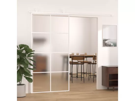 Porte coulissante Verre ESG dépoli aluminium 102,5x205 cm Blanc