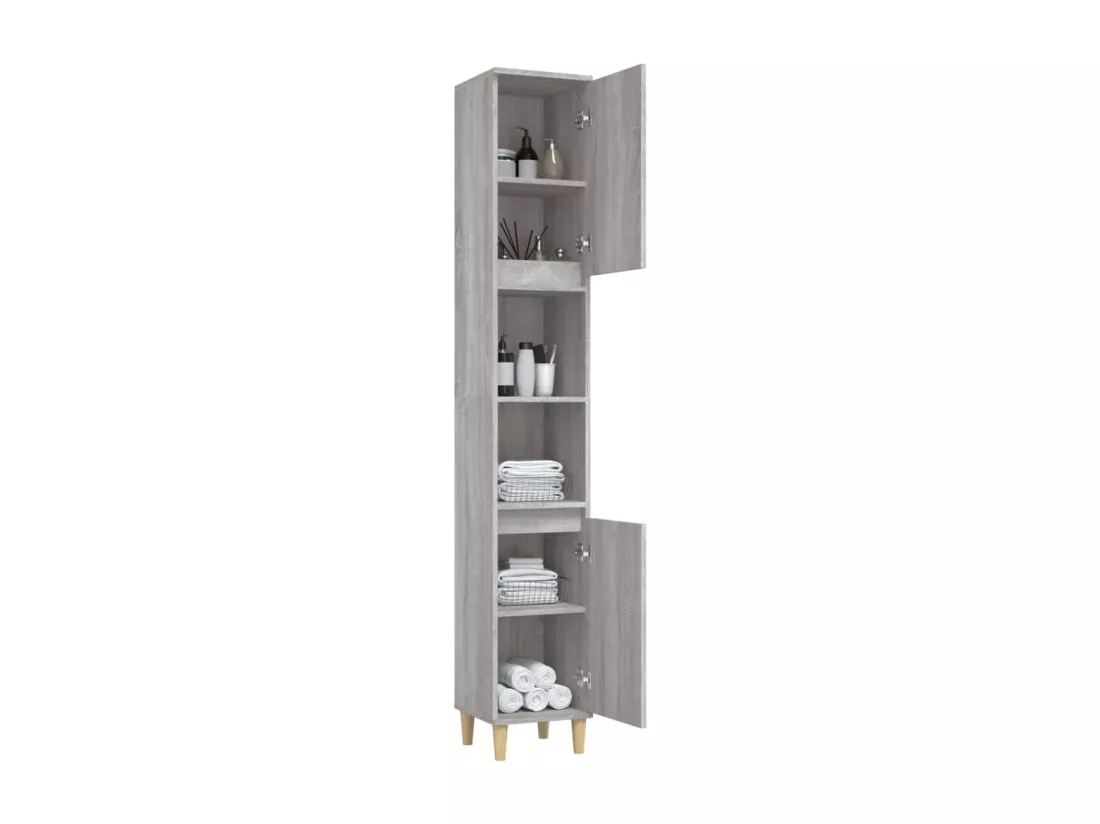 Armoire de bain sonoma gris 30x30x190 cm bois d'ingénierie