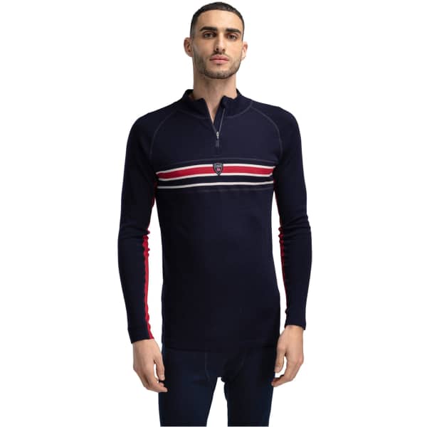 Pull DALE OF NORWAY AKSLA BASE LAYER HALF ZIP SWEATER NAVY RED OFFWHITE