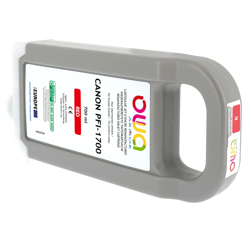 Cartouche d'encre traceur remanufacturée OWA - standard - Rouge - pour CANON PFI-1700 R