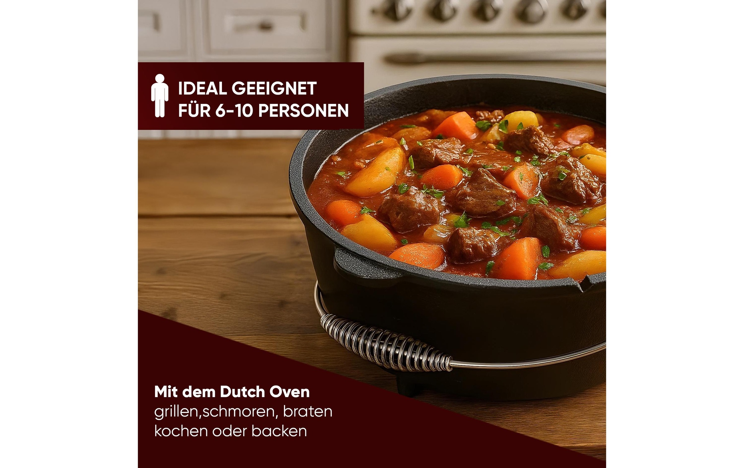 Grilltopf »Gusskoenig Dutch Oven Set 9 l mit Deckelheber, Bürste« Gusseisen