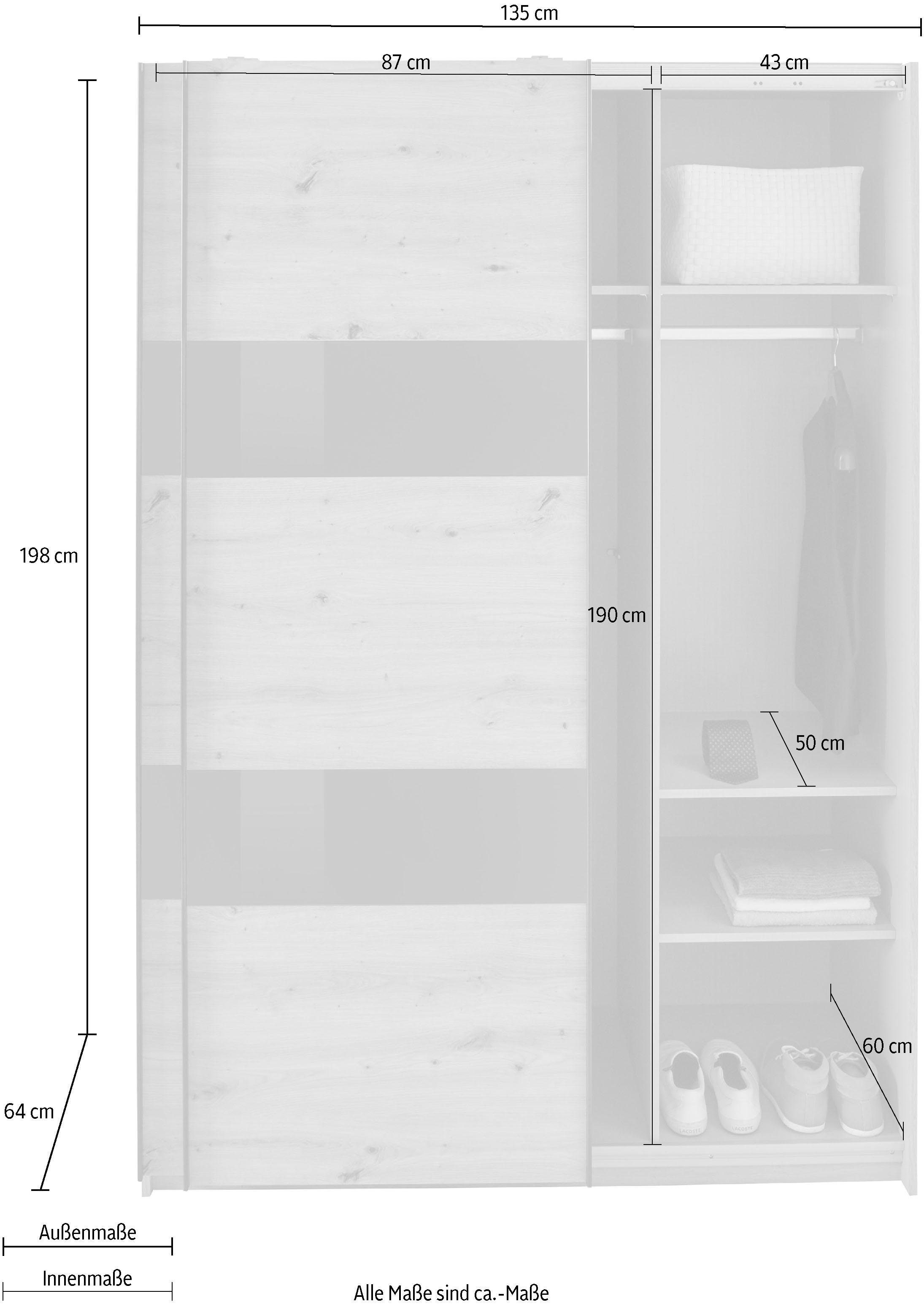 Wimex Schwebetürenschrank »Altona« mit Glaselementen und zusätzlichen Einlegeböden