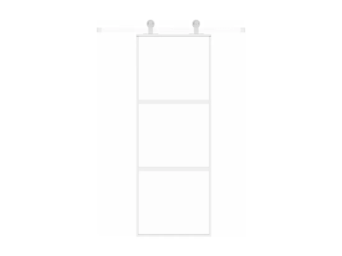Porte coulissante blanc 76x205 cm verre trempé aluminium
