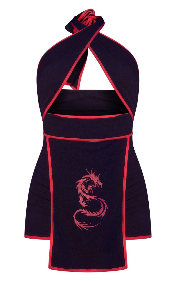 Noir Combinaison Ninja Dos Nu Avec Liens Rouges