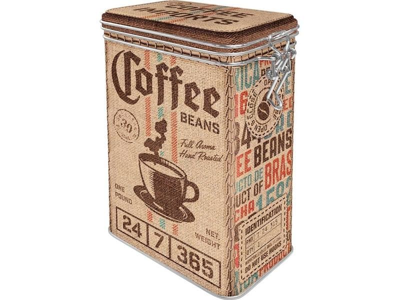 Nostalgic Art Vorratsdose Coffee Sack 1.3 l, Braun/Grün/Rot Retro-Kaffeedose mit Clipverschluss