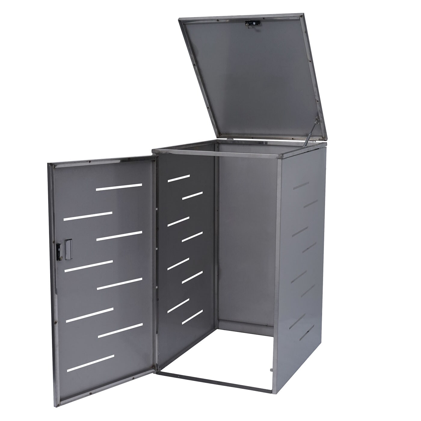 XL 1er-/2er-Mülltonnenverkleidung MCW-E83, Mülltonnenbox, erweiterbar 116x71x98cm ~ Edelstahl 35kg