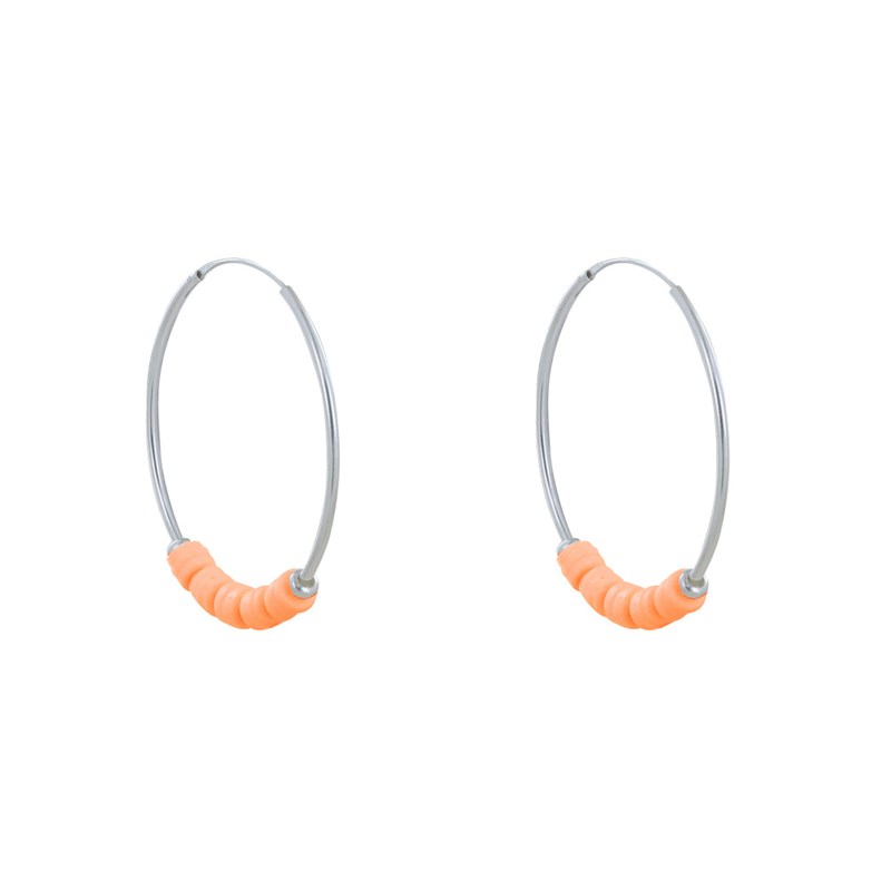 Boucles d'Oreilles Argent Créoles Perles et Anneaux Colorés 3,5cm