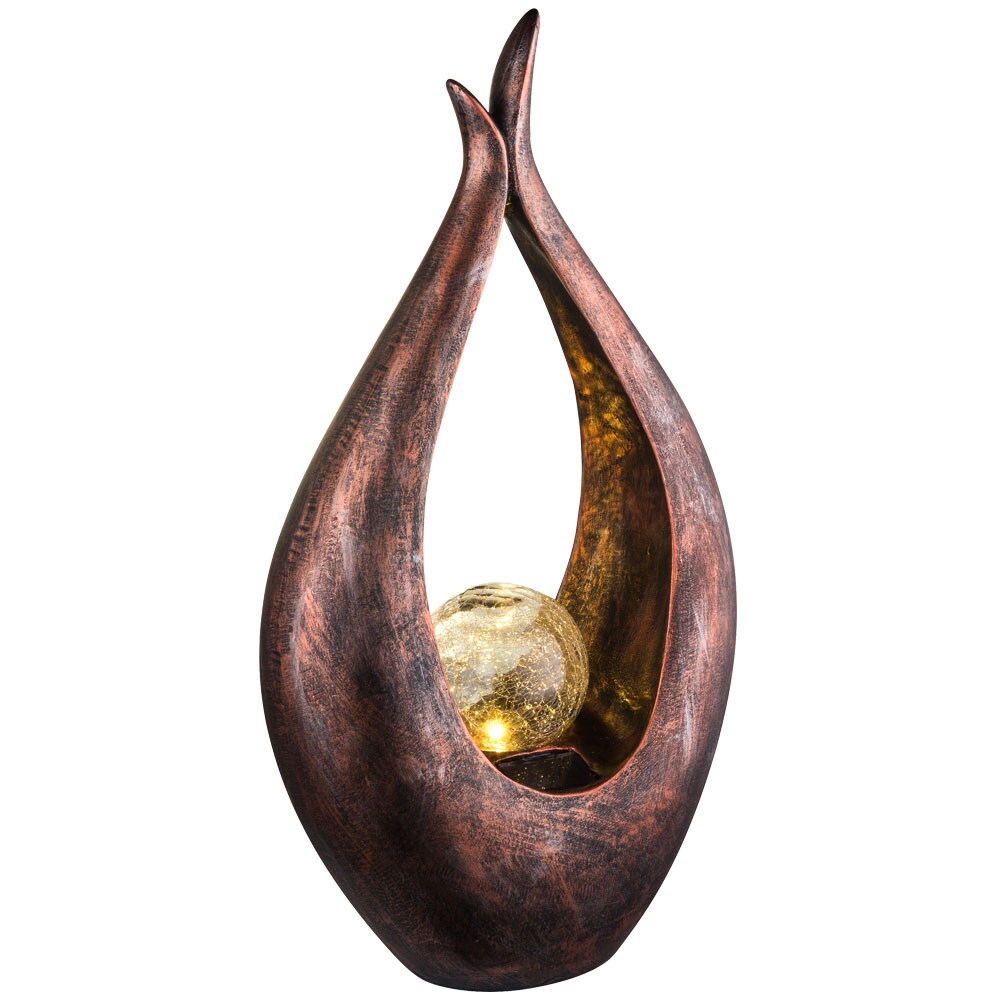 LED Solarleuchte Bronzefarben mit Glaskugel Höhe 50 cm