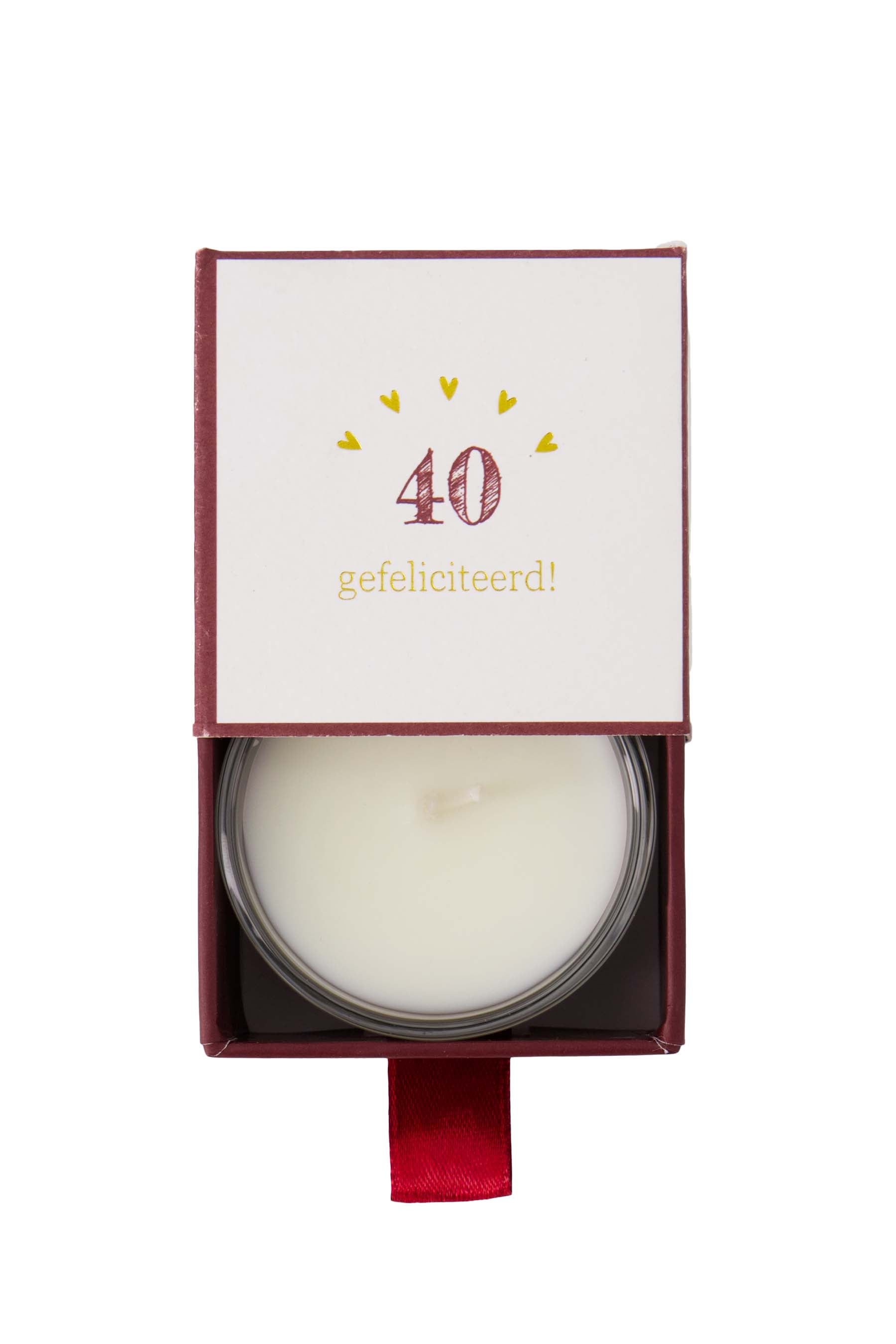 geurkaars glas in doosje 40 gefeliciteerd