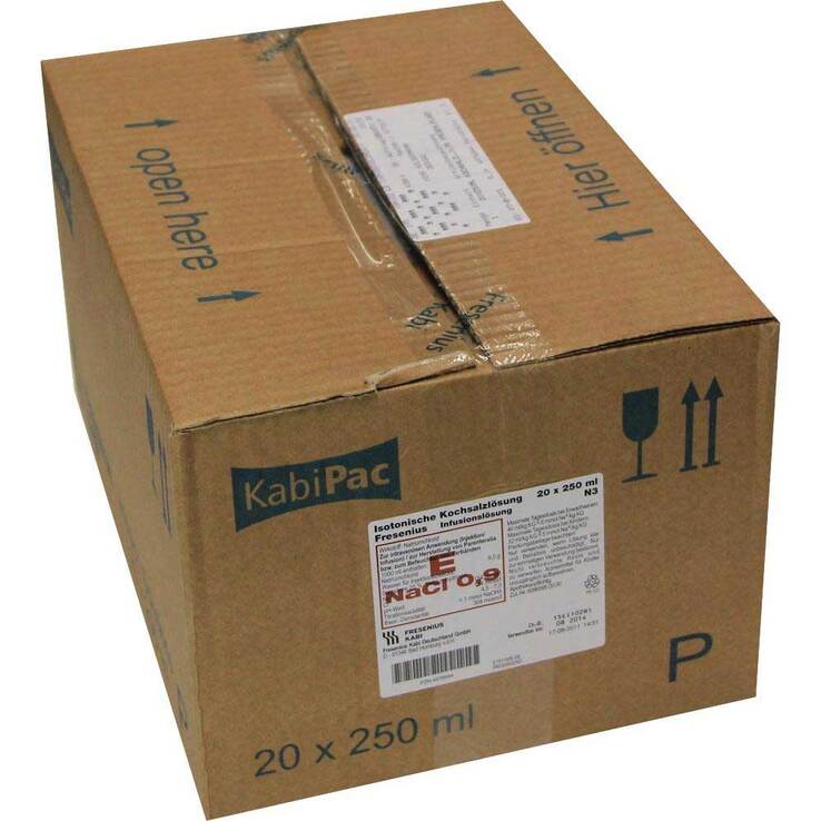 Kochsalzlösung 0,9% Plastik Infusionslösung, 20X250 ml
