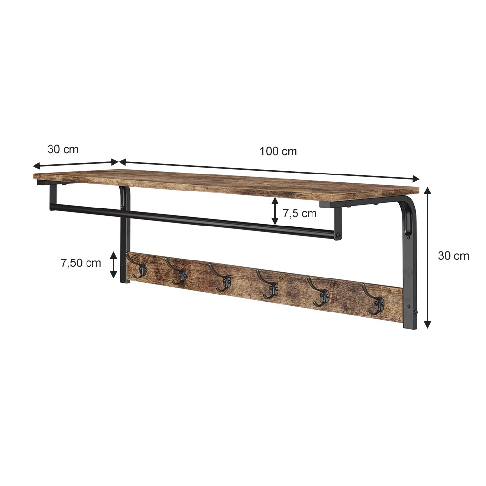 Vicco Wandgarderobe Hängegarderobe Garderobe Fyrk 100cm Ablage 4 Haken Wandregal