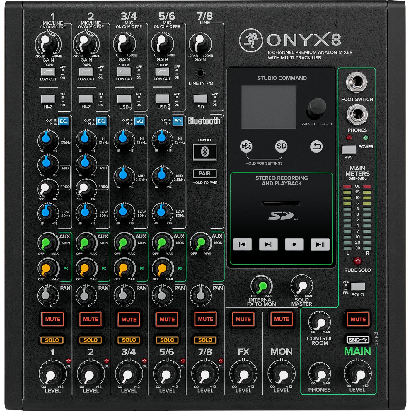 Mackie Onyx8 8-kanaals analoog mengpaneel