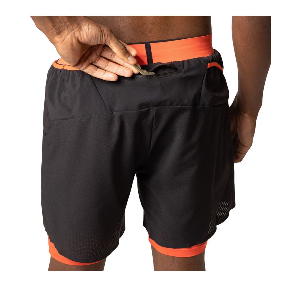 Odlo X-ALP TRAIL 6 INCH 2IN1 - Short Homme black/firelight