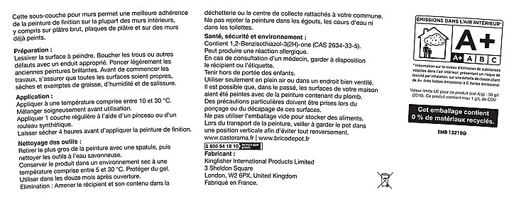 Sous-couche blanche pour plaques de plâtre blanc 10 L